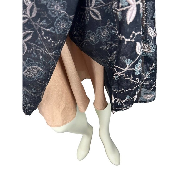 NEW Dress the Population Floral Embroidered Dress S Mesh Sabrina Black Cocktail - Picture 7 of 12